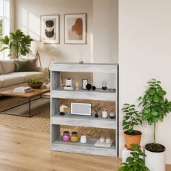 Wooden Book Cabinet Room Divider in Grey Sonoma 80x30x103cm