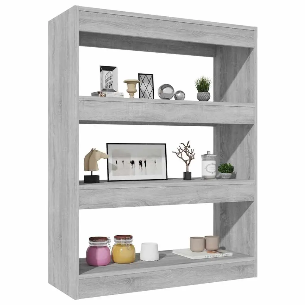 Wooden Shelving Unit Grey Sonoma 80x30x103cm Book Storage Room Divider