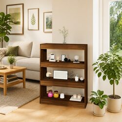 Brown Oak Book Cabinet and Room Divider for Your Space
