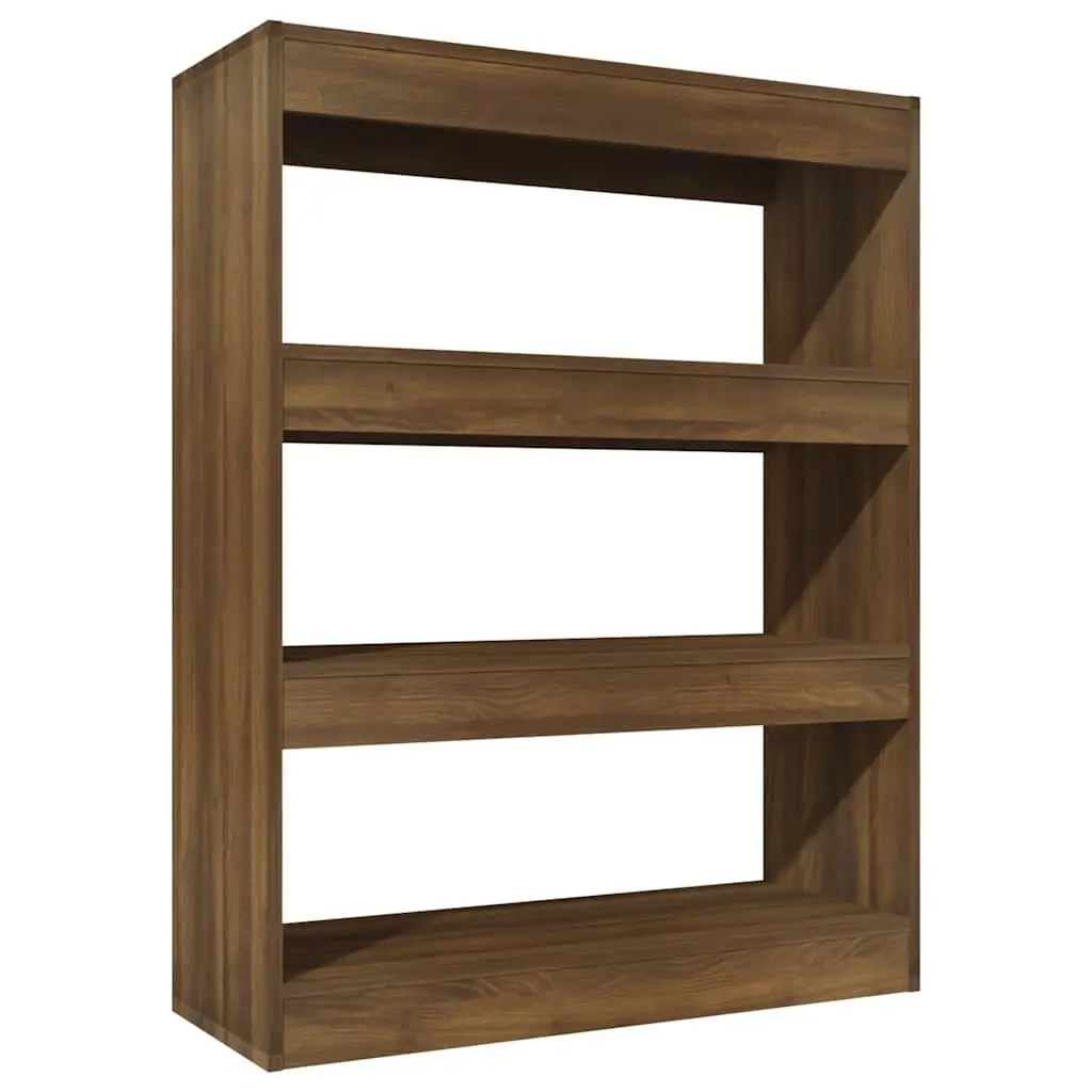 Book Cabinet Room Divider Brown Oak Storage Shelf Bookcase Organiser Stand