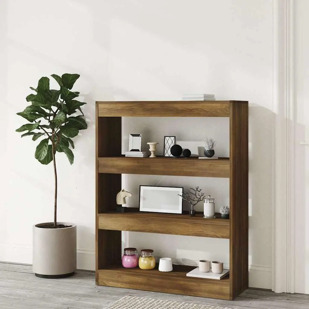 Book Cabinet Room Divider Brown Oak Storage Shelf Bookcase Organiser Stand