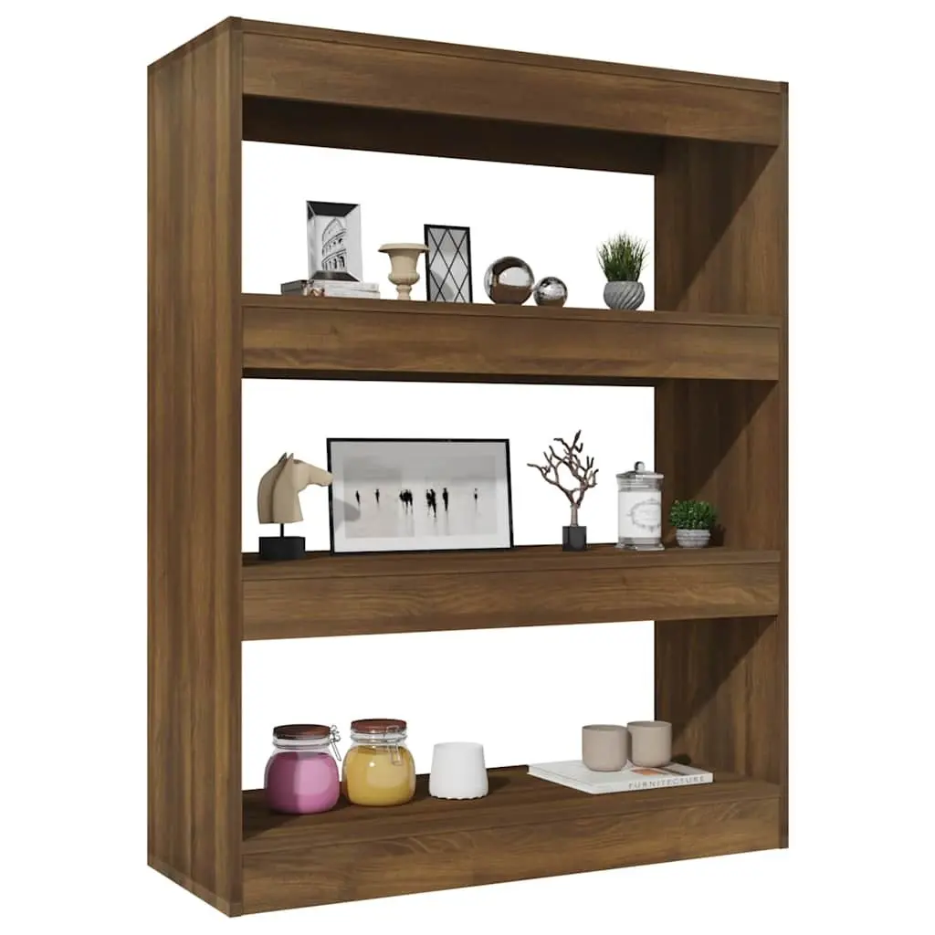 Book Cabinet Room Divider Brown Oak Storage Shelf Bookcase Organiser Stand