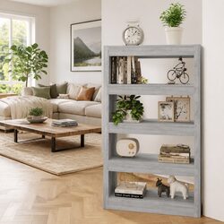 Grey Wooden Book Cabinet Room Divider 80x30x135cm