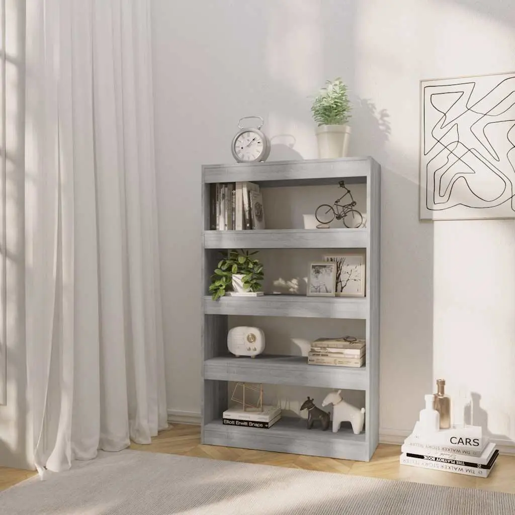 Book Cabinet Room Divider Grey 80x30x135cm Engineered Wood Shelving Storage Bookcase