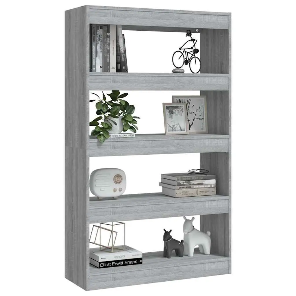 Book Cabinet Room Divider Grey 80x30x135cm Engineered Wood Shelving Storage Bookcase