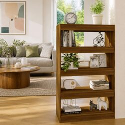 Brown Oak Book Cabinet and Room Divider 80x30x135cm