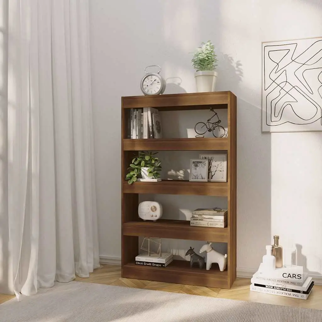 Brown Oak Book Cabinet and Room Divider 80x30x135cm