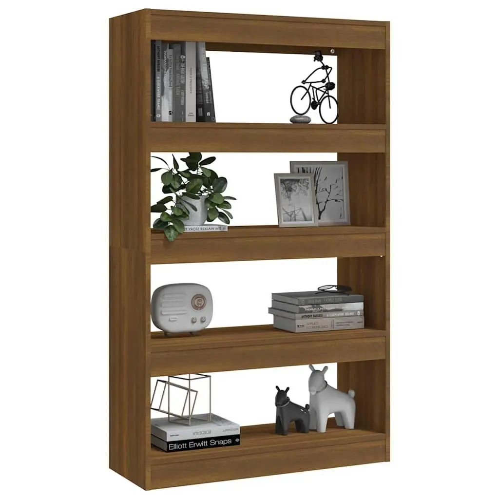 Brown Oak Book Cabinet and Room Divider 80x30x135cm