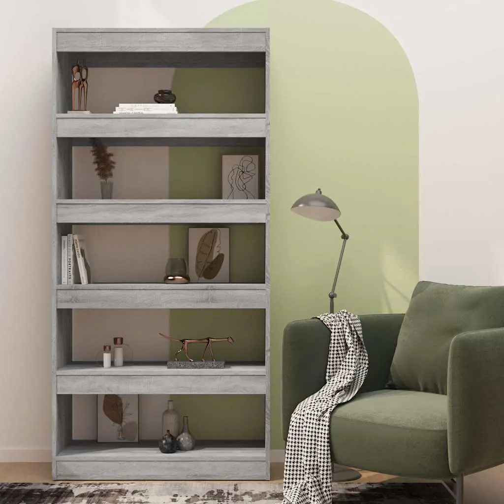 Book Cabinet Room Divider Grey Sonoma 80x30x166cm Engineered Wood Shelving