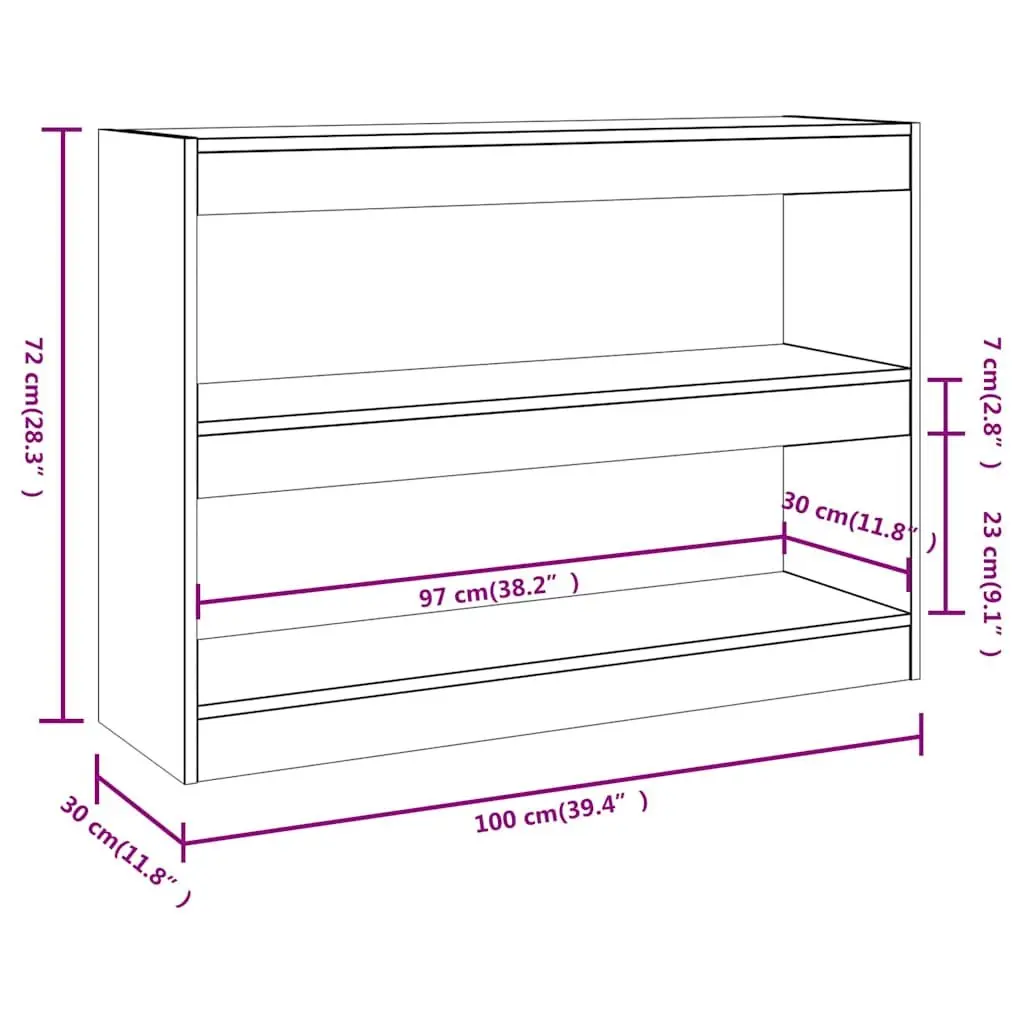 Book Cabinet Grey Sonoma Room Divider 100x30x72cm Storage Shelving Unit