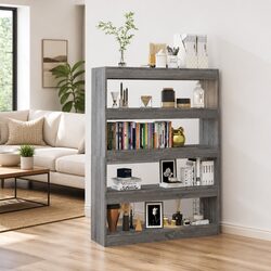 Grey Book Cabinet Room Divider with Ample Storage