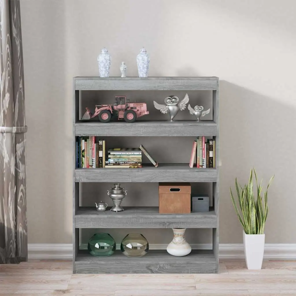Grey Book Cabinet Room Divider with Ample Storage