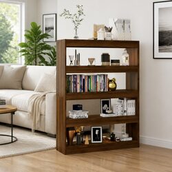 Brown Oak Book Cabinet Room Divider and Storage Unit