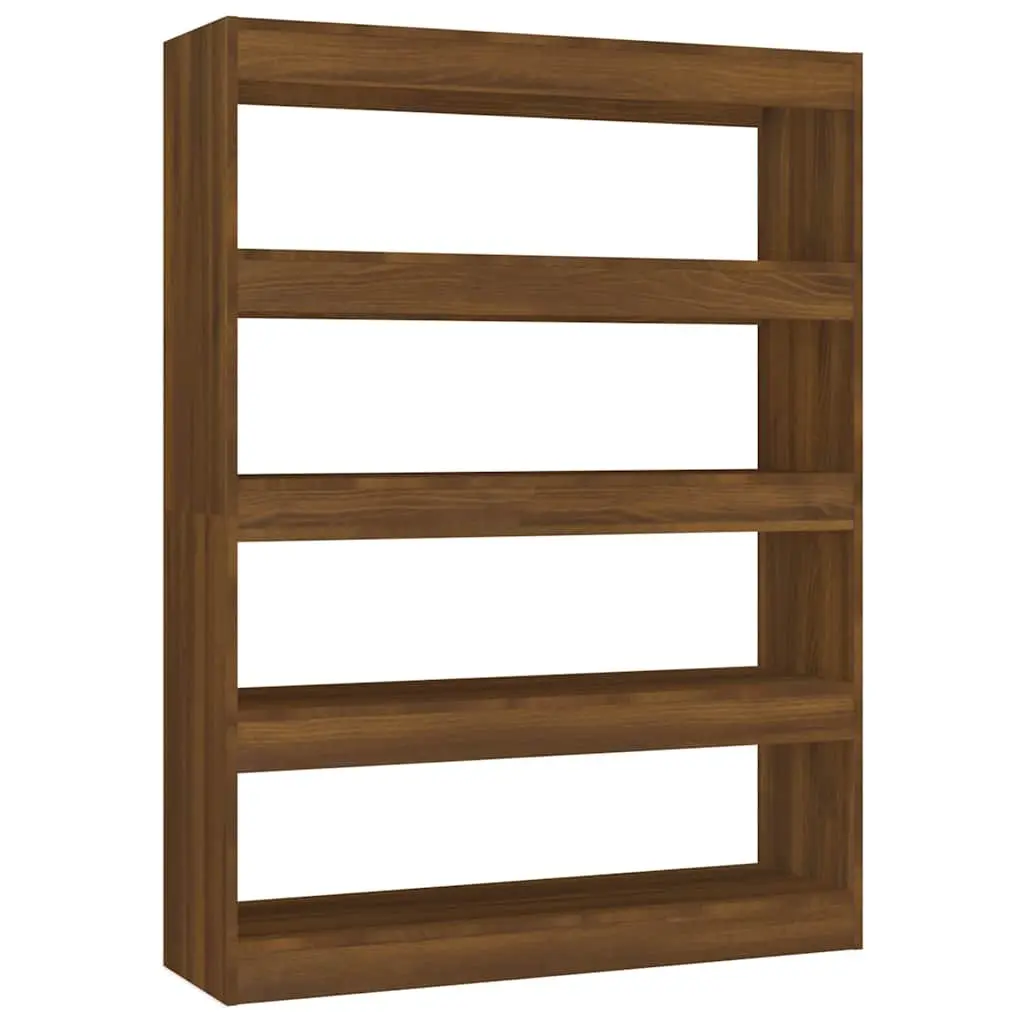 Brown Oak Book Cabinet Room Divider and Storage Unit