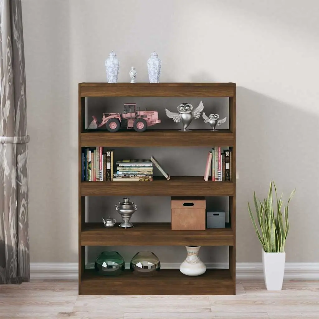 Brown Oak Book Cabinet Room Divider and Storage Unit