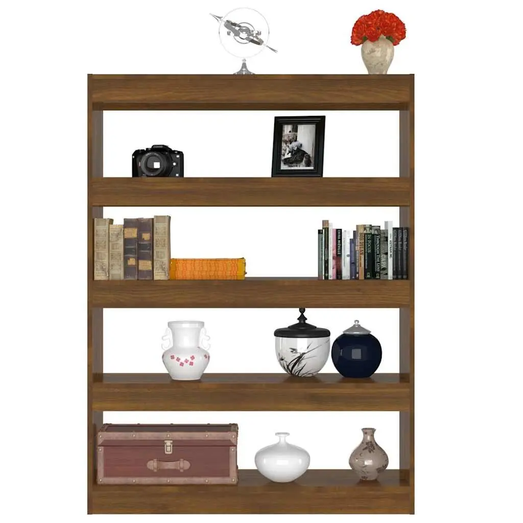 Brown Oak Book Cabinet Room Divider and Storage Unit