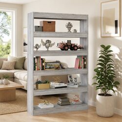 Elegant Grey Wooden Book Cabinet for Storage & Division