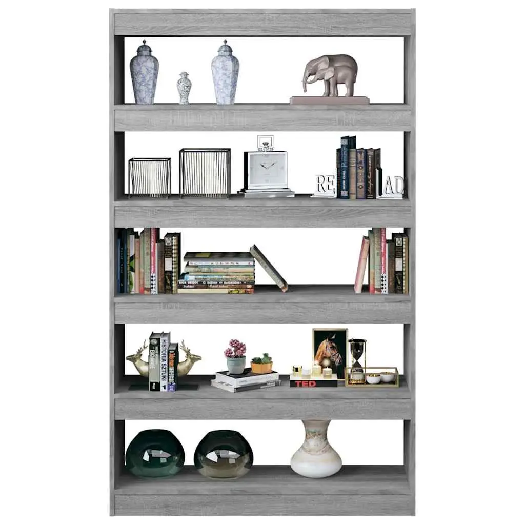 Book Cabinet Grey Wooden Shelving Storage Room Divider Standing Shelf