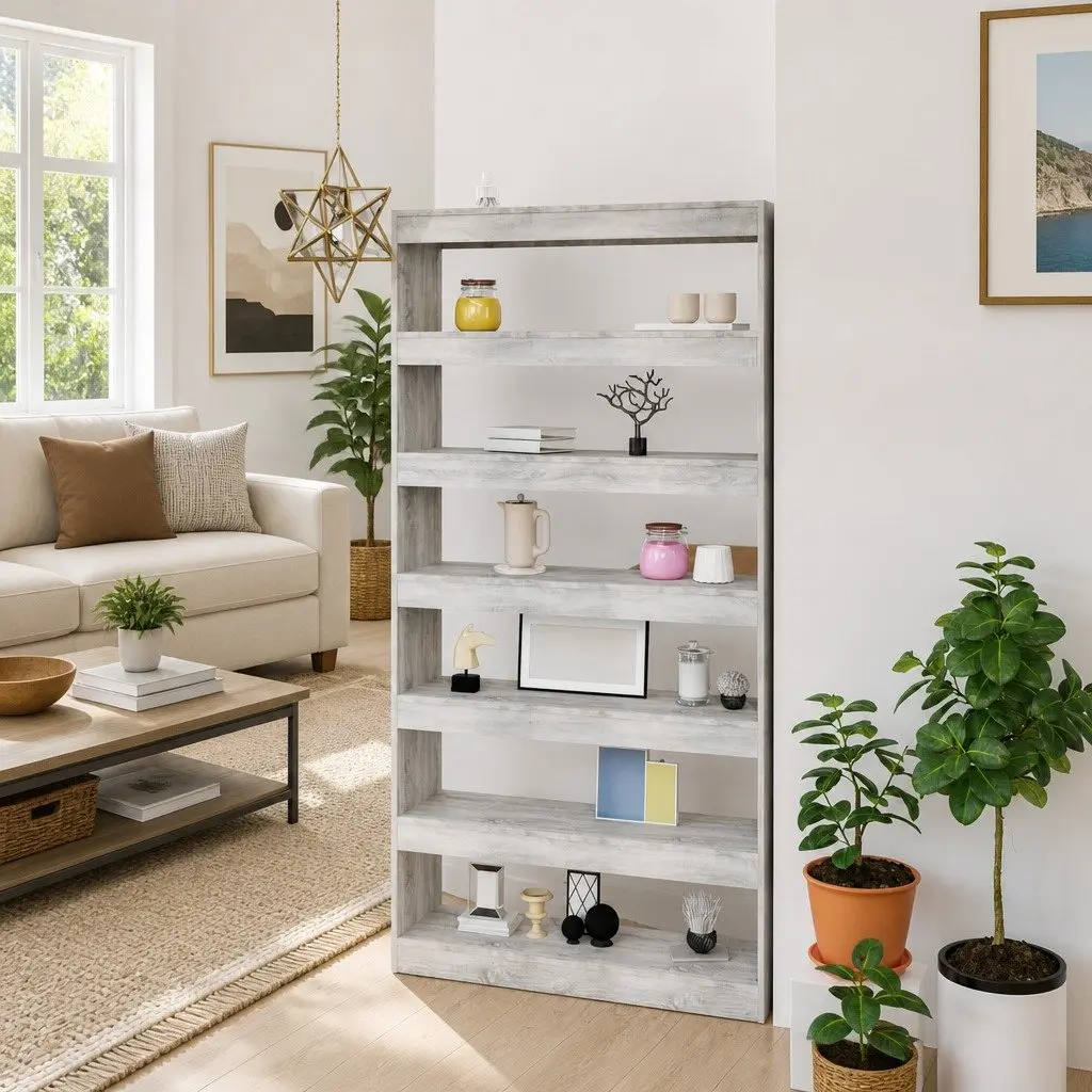 Grey Sonoma Wooden Book Cabinet and Room Divider