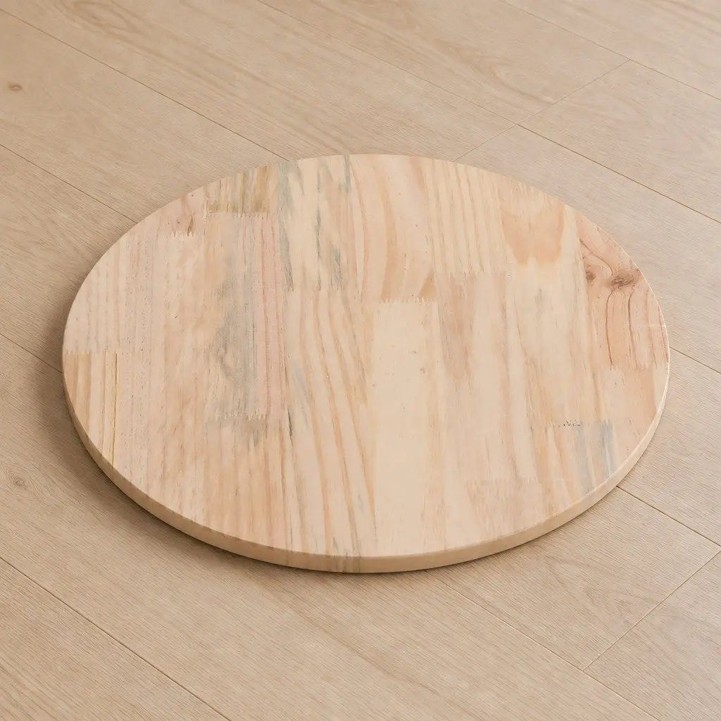 Round Solid Pinewood Table Top 40cm Brown