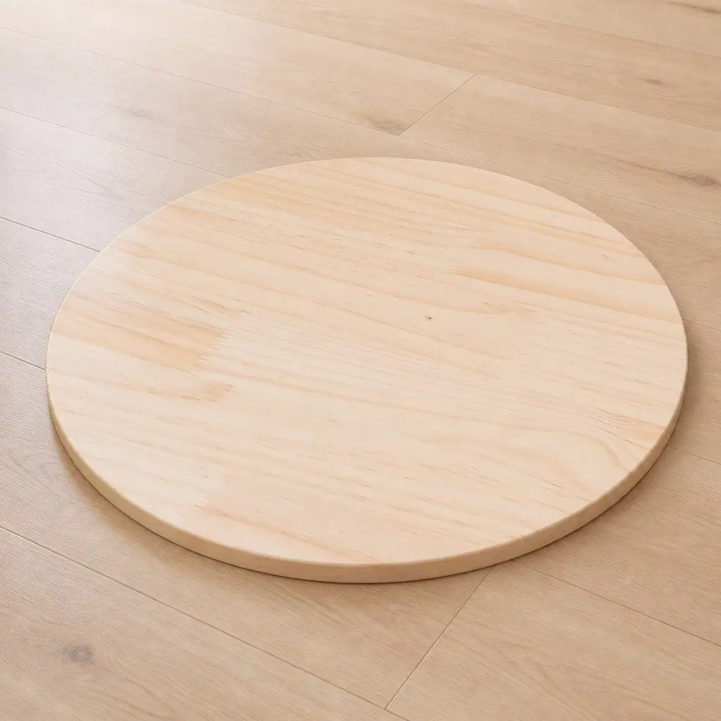 Round Solid Wood Table Top 50cm Brown Pinewood Indoor Dining Coffee Table Surface