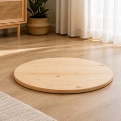 Round Pine Wood Table Top Ø70cm x 2.5cm High Natural Brown