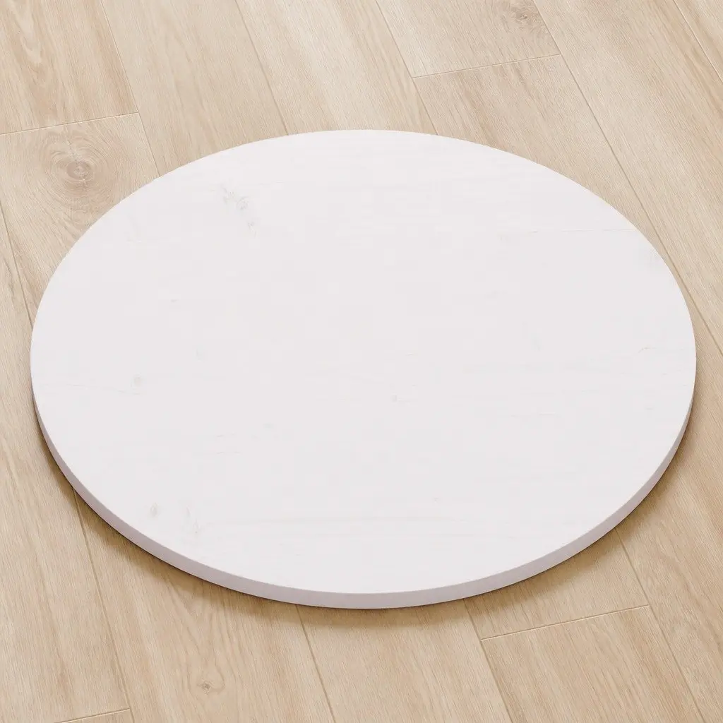 Round Table Top White Ø60cm Solid Wood Pine Indoor Dining Coffee Tabletop