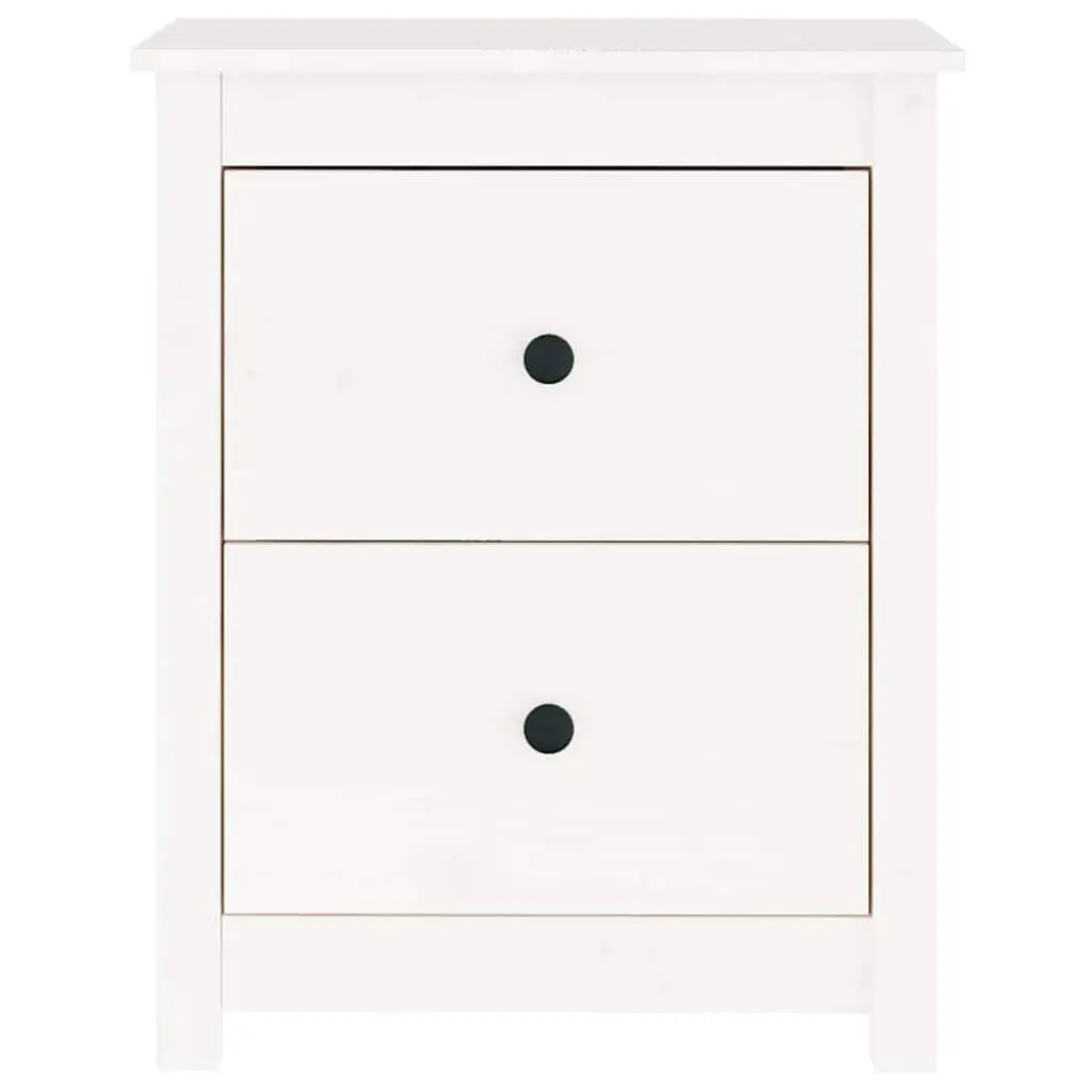 Bedside Cabinet White 50x35x61.5 cm Solid Pine Wood Nightstand Storage Drawers