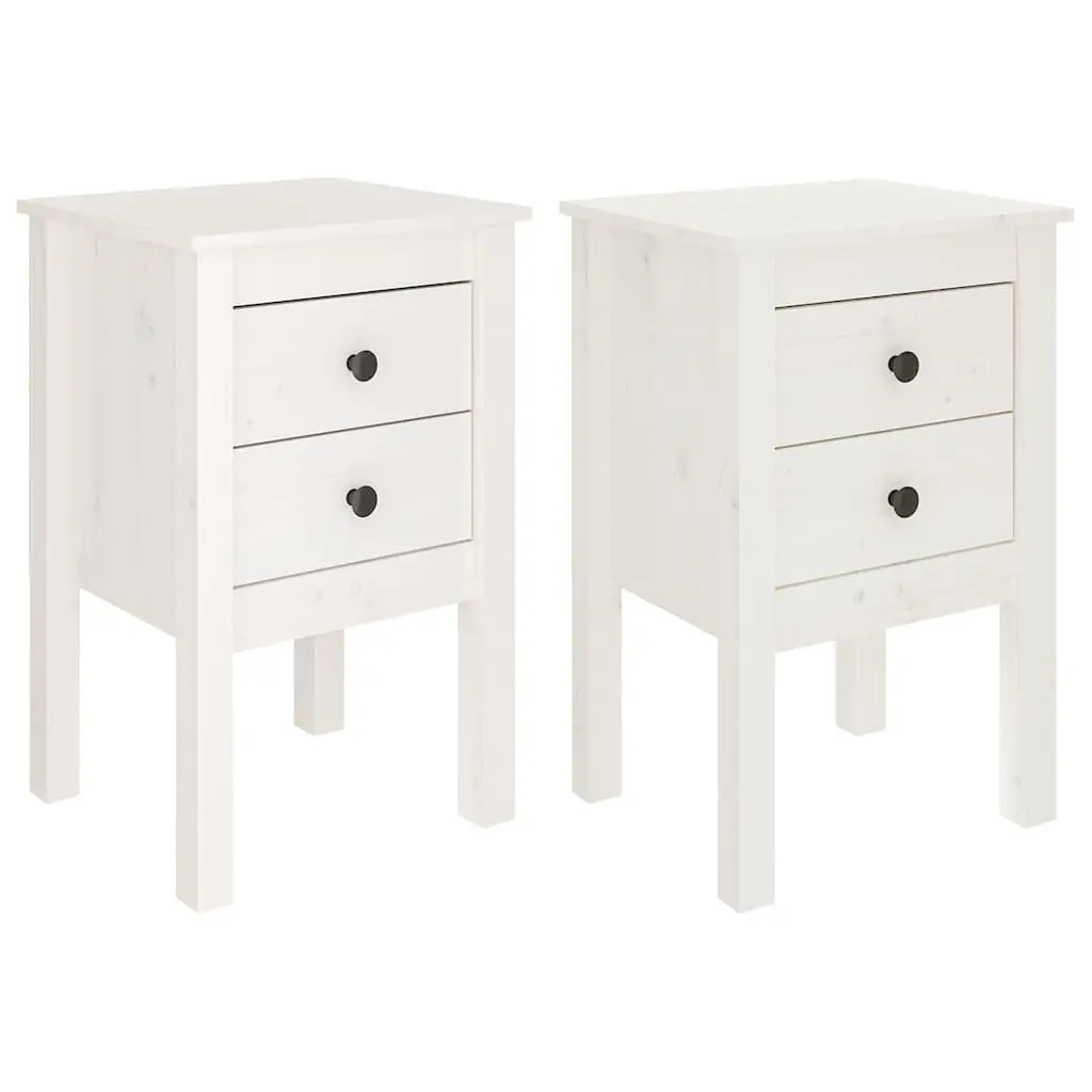 White Bedside Cabinet Set 2 pcs