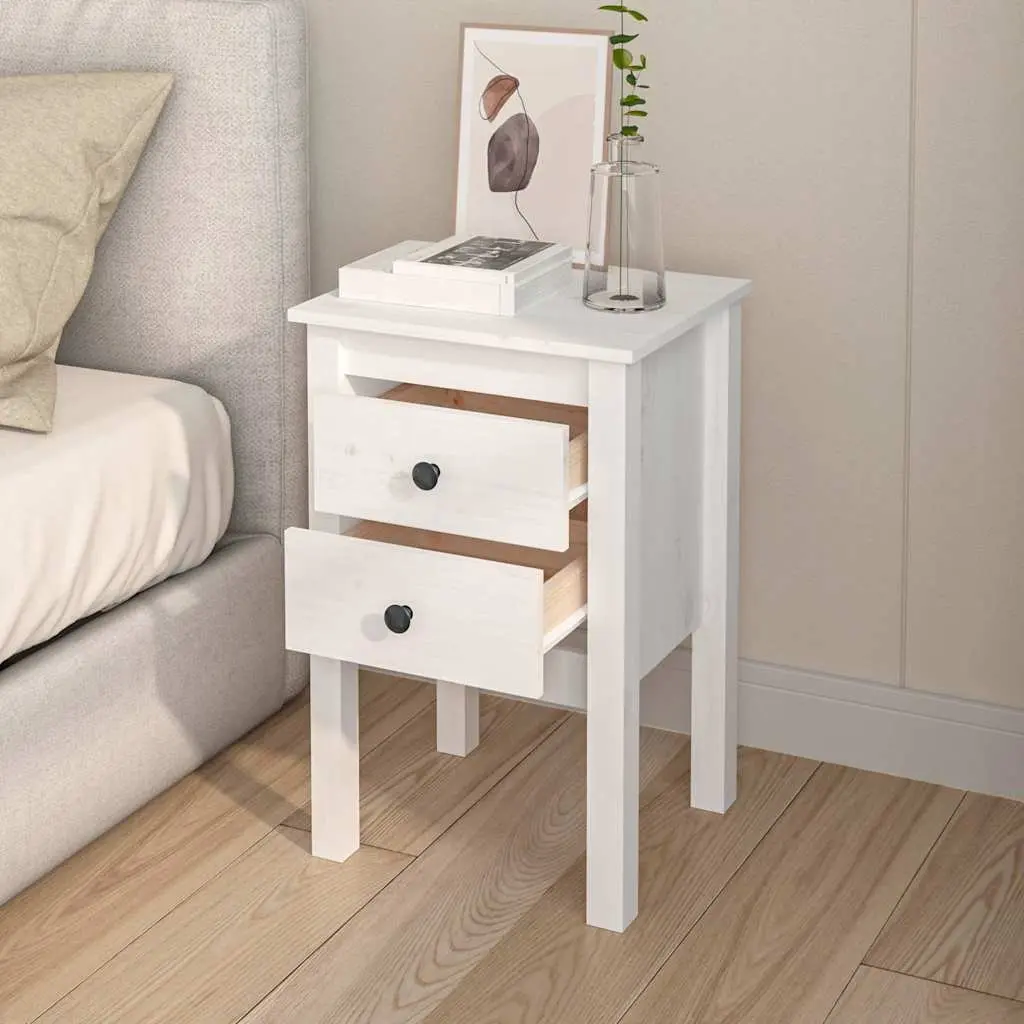 White Bedside Cabinet Set 2 pcs