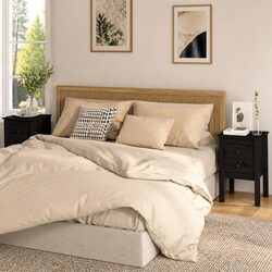Elegant Black Bedside Cabinets 2 pcs Solid Pine
