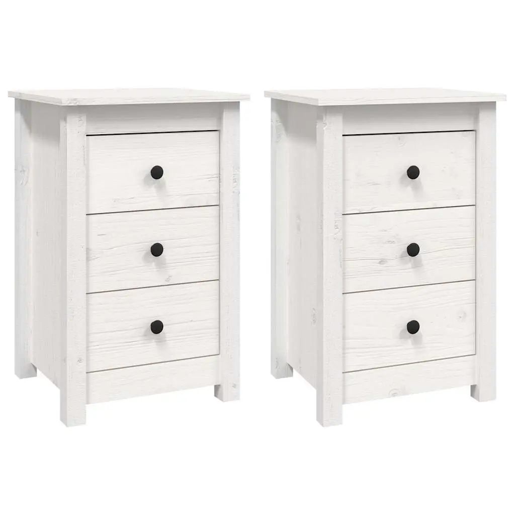 White Bedside Cabinets 2 pcs 40x35x61.5 cm