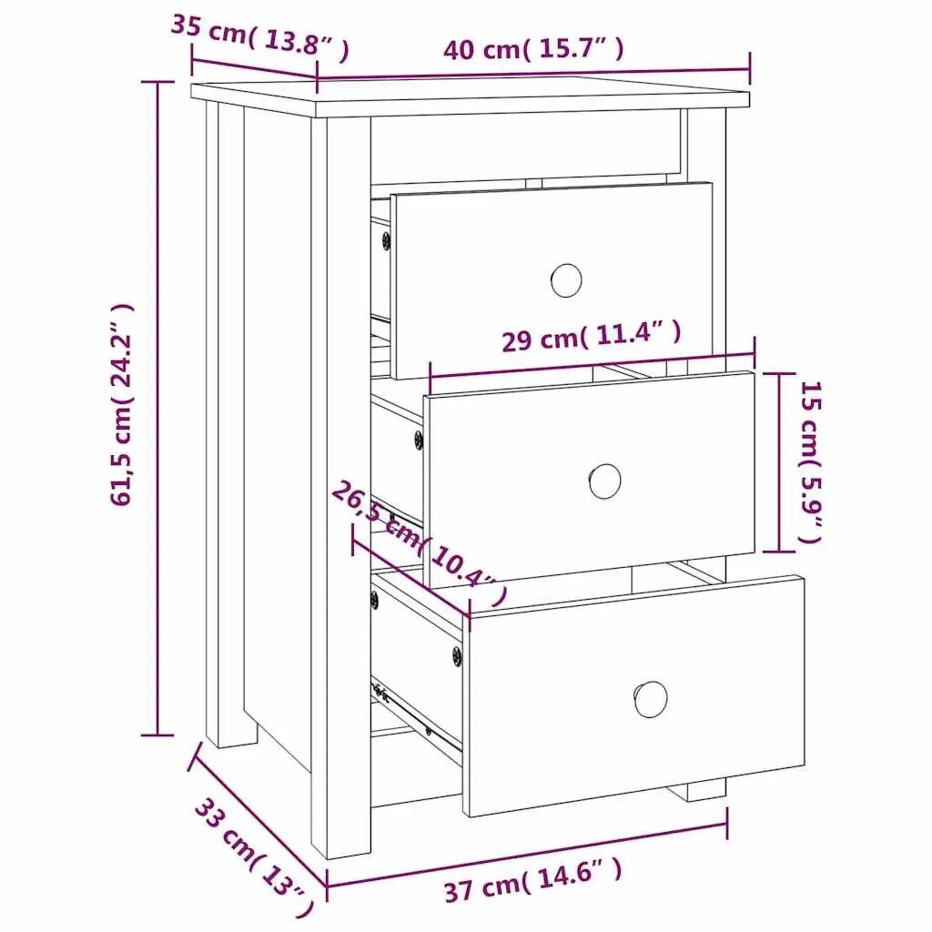 White Bedside Cabinets 2 pcs 40x35x61.5 cm