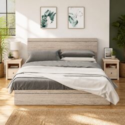 Wooden Bedside Cabinet Set with Drawer Storage