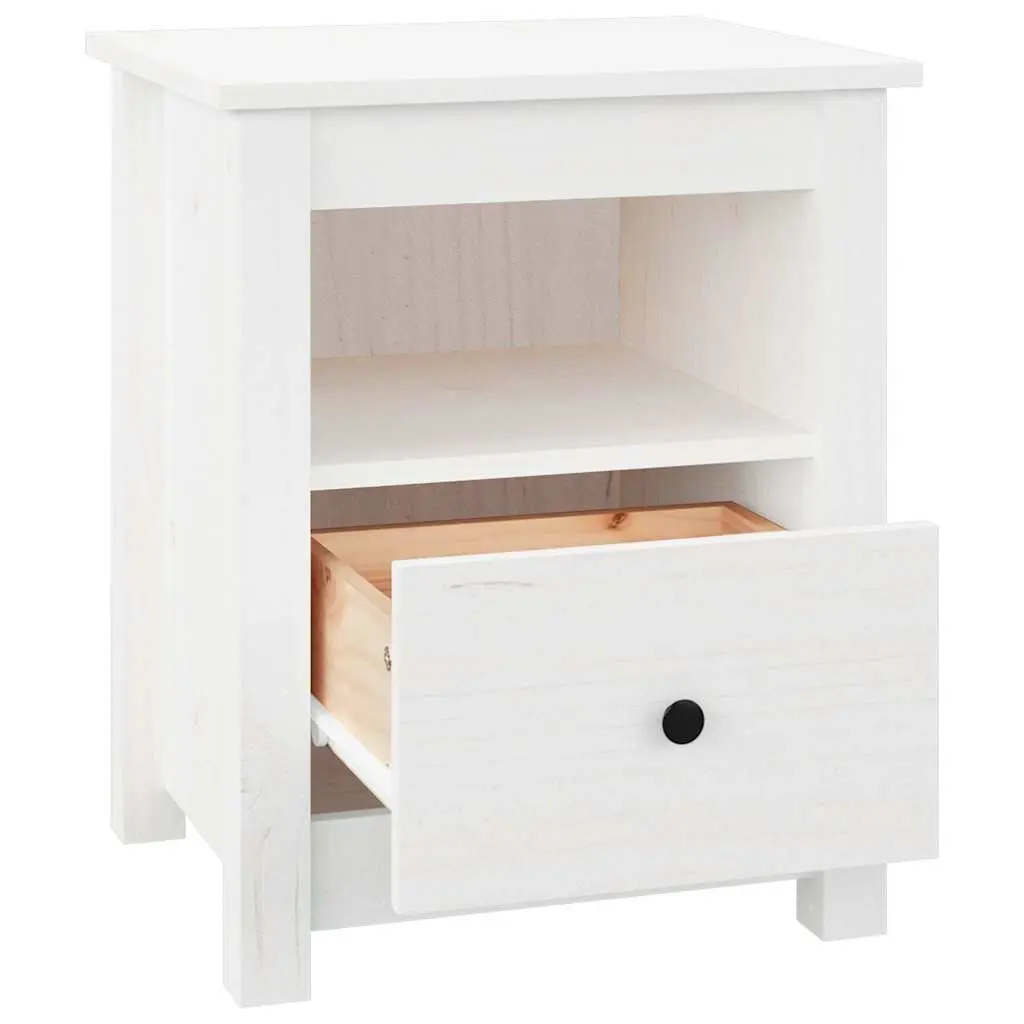 Wooden Bedside Cabinet White Nightstand Storage Drawer 40x35x49cm