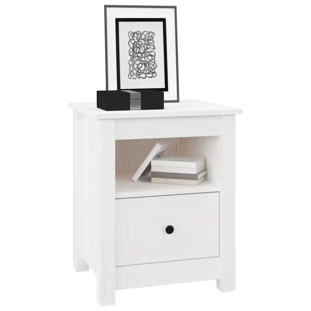 Wooden Bedside Cabinet White Nightstand Storage Drawer 40x35x49cm