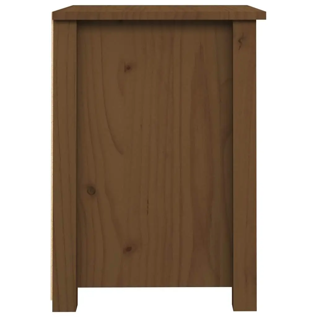Pine Wood Nightstand Brown Storage Drawer Compact Bedside Table Furniture