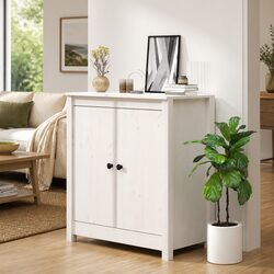 Charming White Wooden Sideboard Storage Cabinet