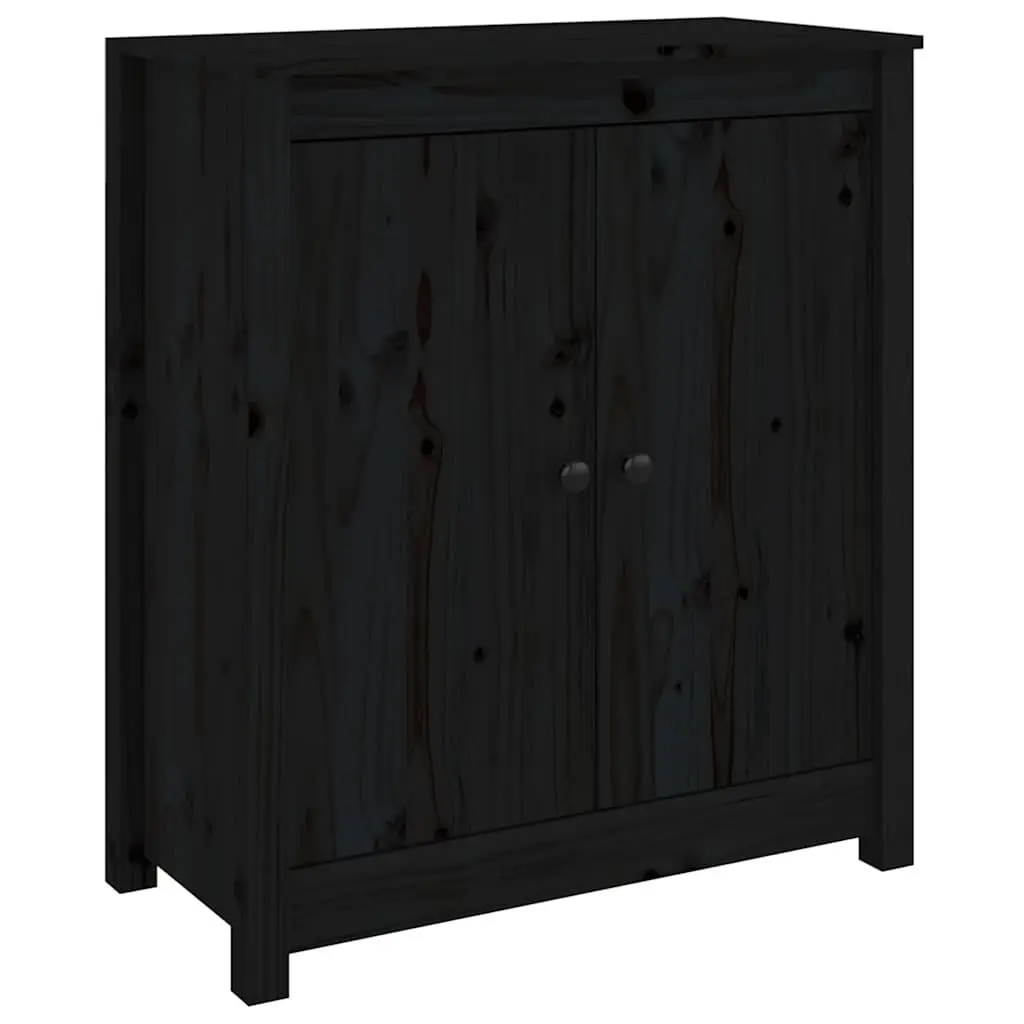 Black Wooden Sideboard Storage Cabinet Solid Pine Living Room Furniture Buffet