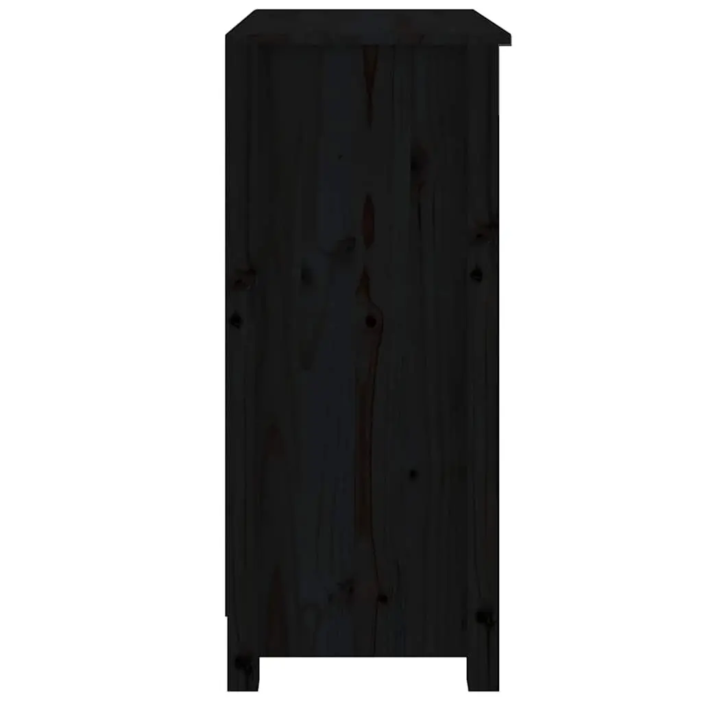 Black Wooden Sideboard Storage Cabinet Solid Pine Living Room Furniture Buffet