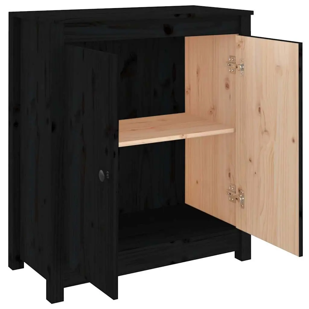 Black Wooden Sideboard Storage Cabinet Solid Pine Living Room Furniture Buffet