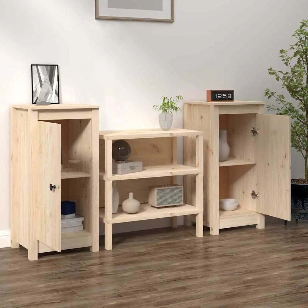 Solid Wood Sideboards 2 pcs Brown Storage Cabinet Cupboard Furniture Living Room