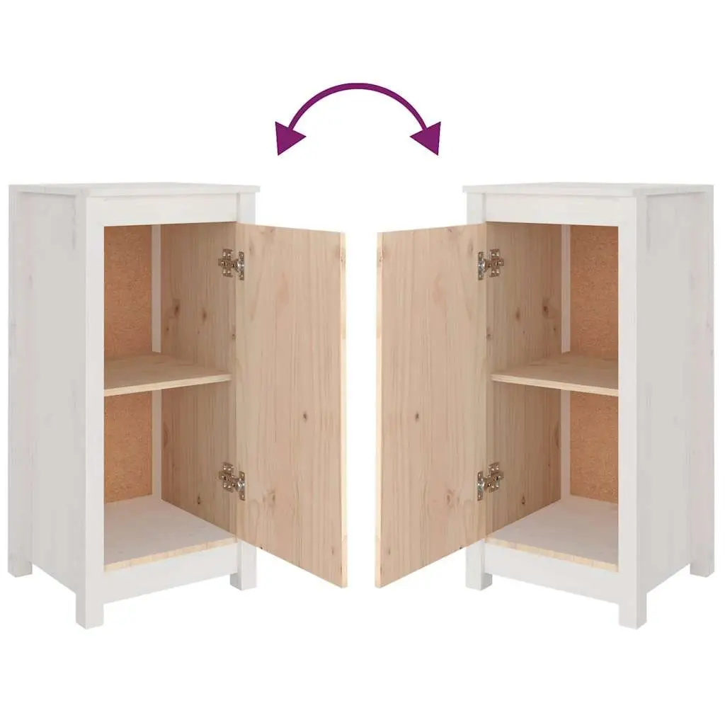 2-Piece White Solid Pine Sideboard Set for Living Rooms