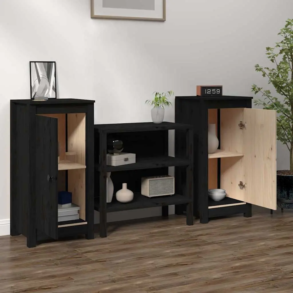 Black Solid Wood Sideboards for Living Room