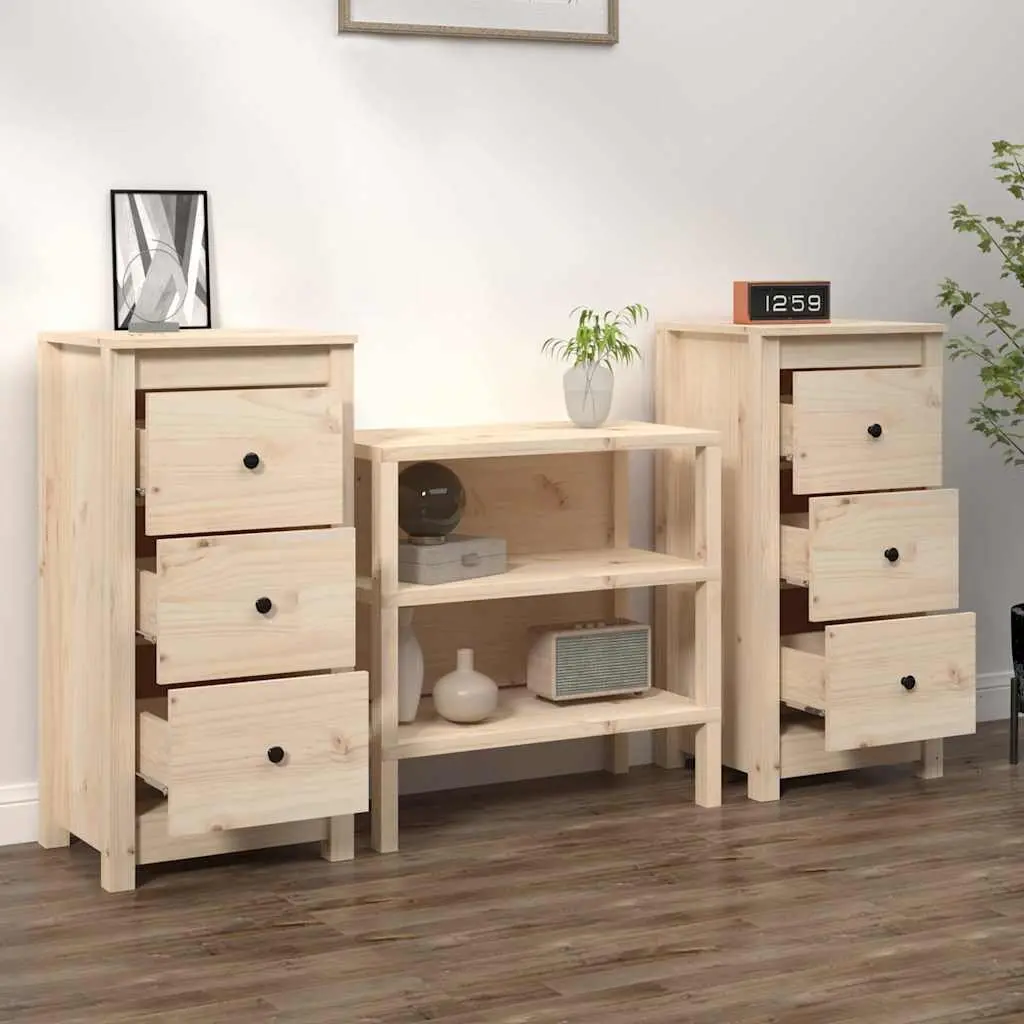 Solid Pine Sideboard Cabinet 40x35x80 cm Brown