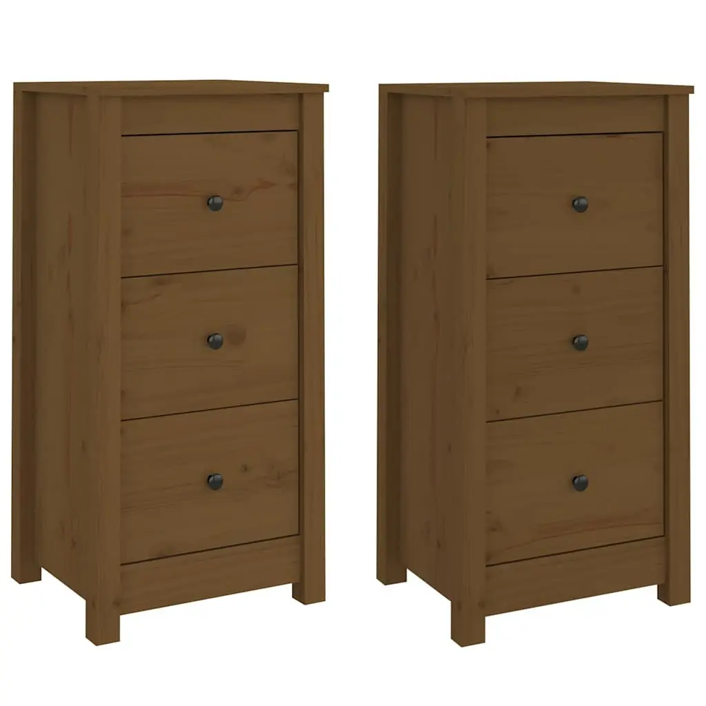 Sideboard Cabinet 2 pcs Solid Pine Wood Storage Furniture Brown 40x35x80 cm