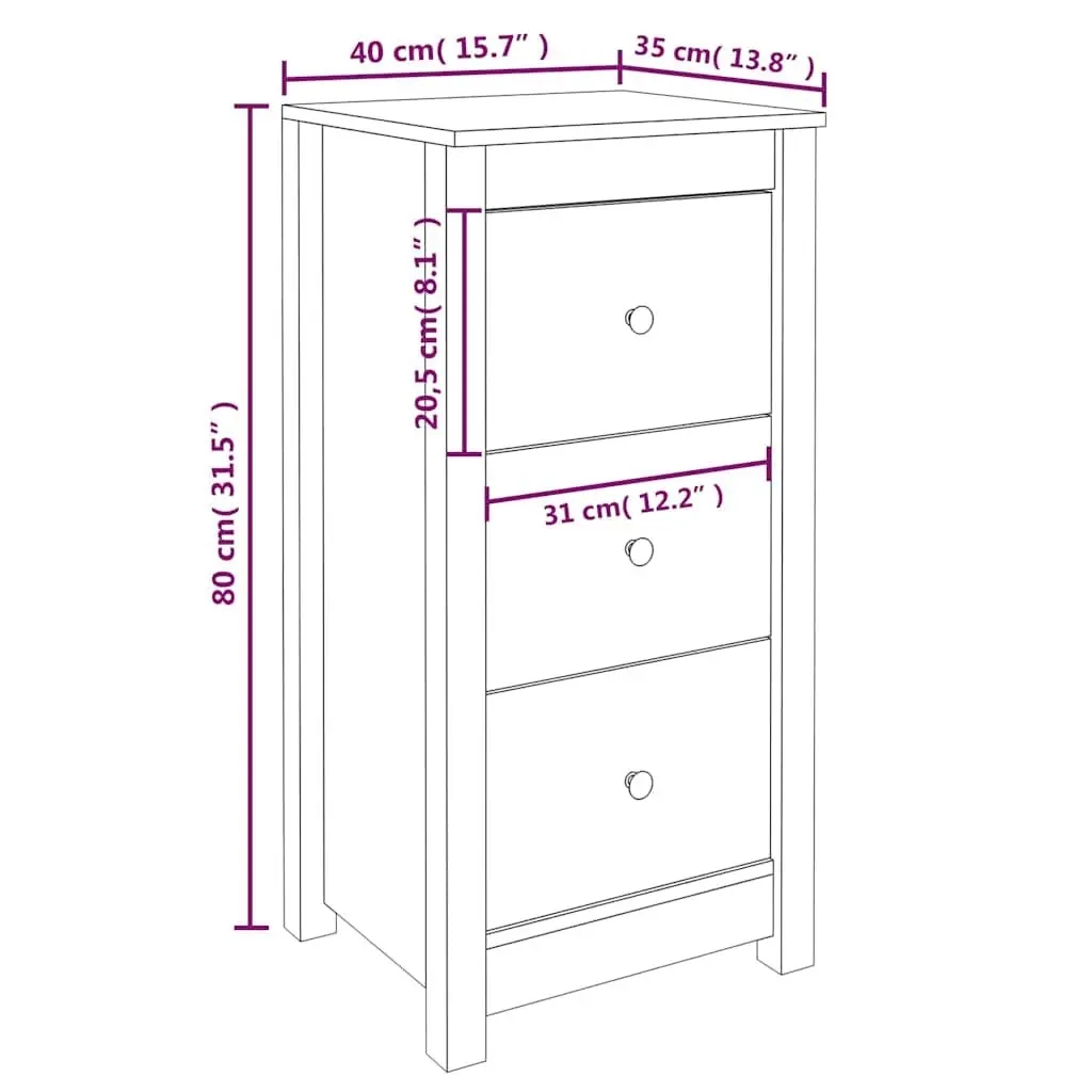 Sideboard Cabinet 2 pcs Solid Pine Wood Storage Furniture Brown 40x35x80 cm