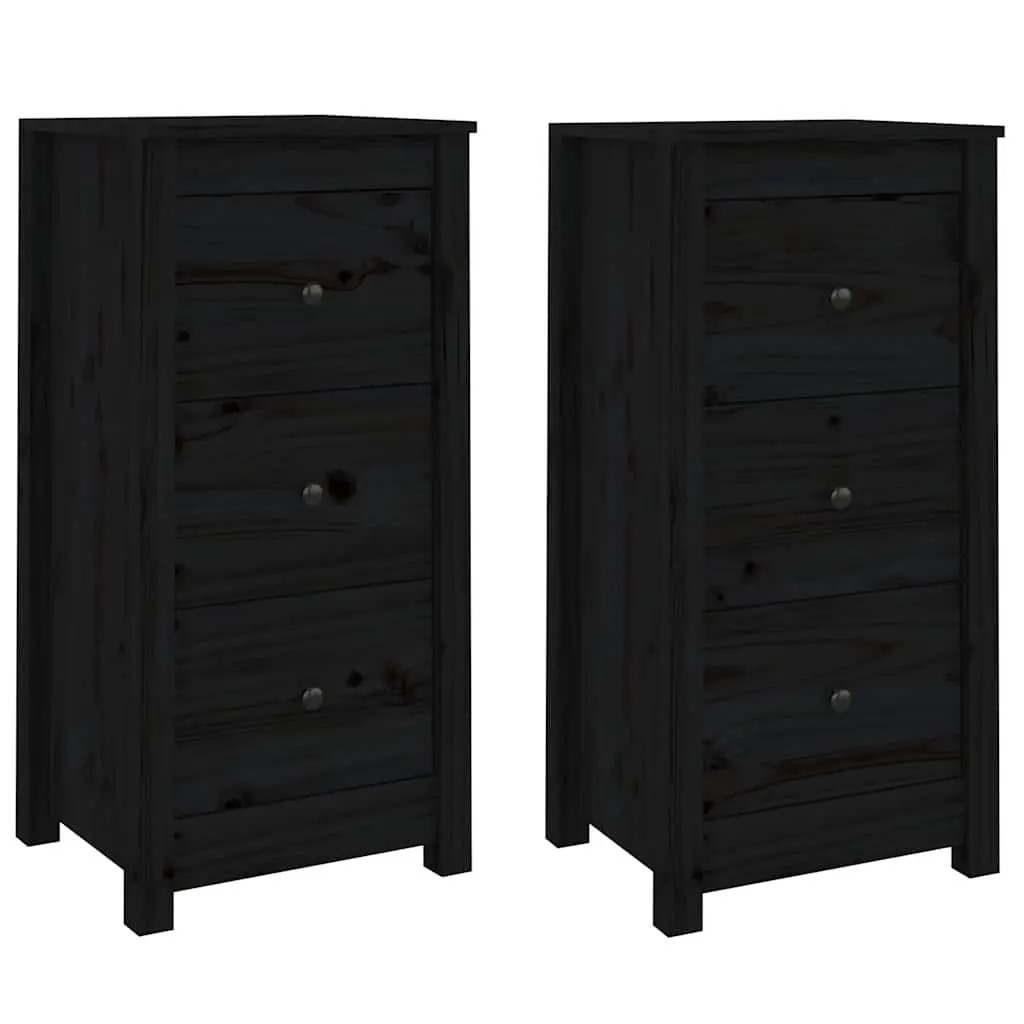 Solid Wood Pine Sideboard Black Storage Cabinet Living Room Furniture 40x35x80cm