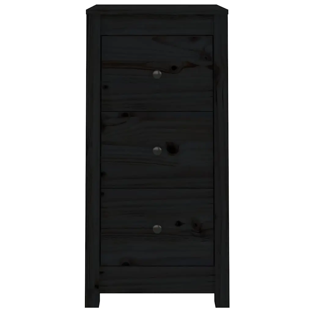 Solid Wood Pine Sideboard Black Storage Cabinet Living Room Furniture 40x35x80cm