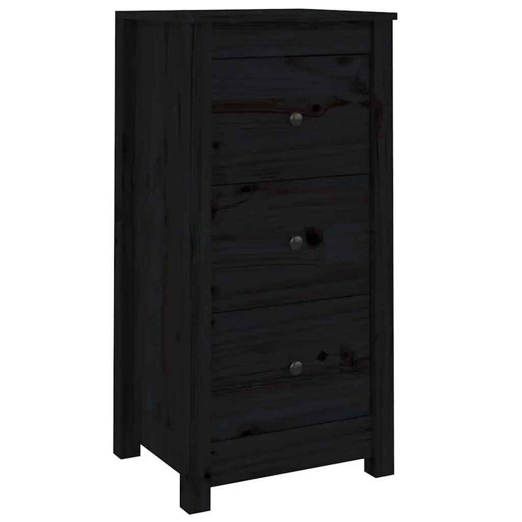 Solid Wood Pine Sideboard Black Storage Cabinet Living Room Furniture 40x35x80cm